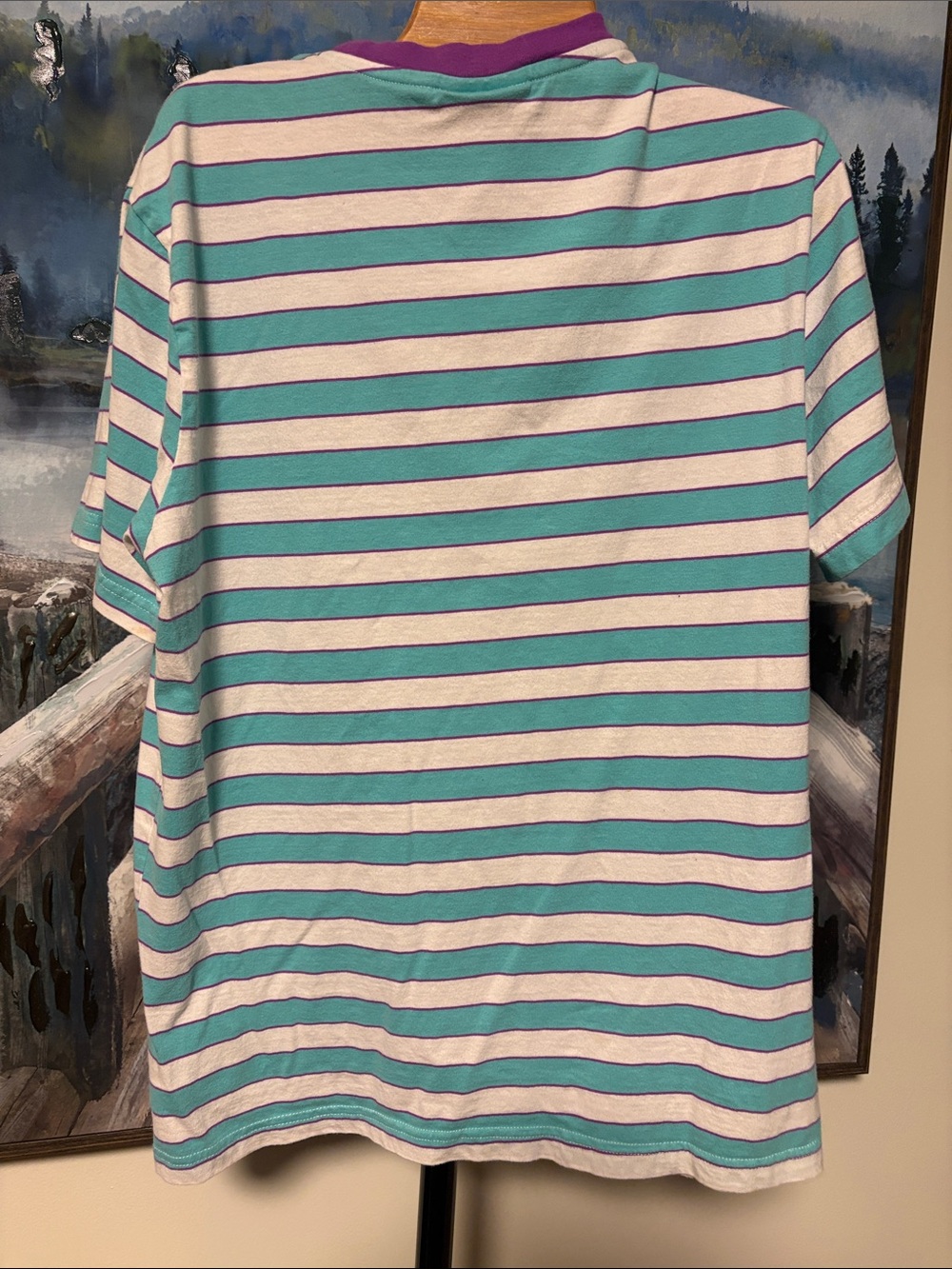 Nickelodeon Teal & White Striped Tee with Purple Neck - Picture 4 of 4
